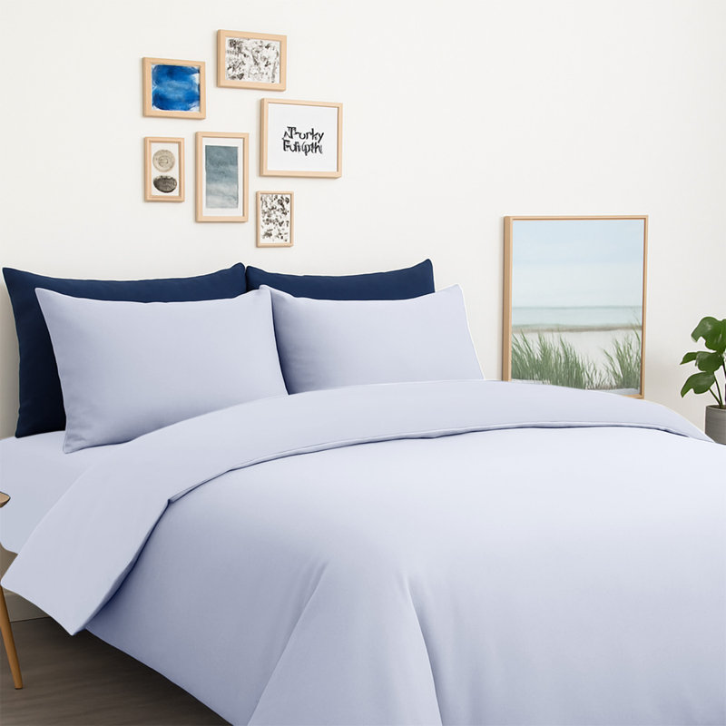 Microfiber No Pattern Duvet Cover Set with Pillowcases, White, Single Duvet Cover + 2 Standard Pillowcases