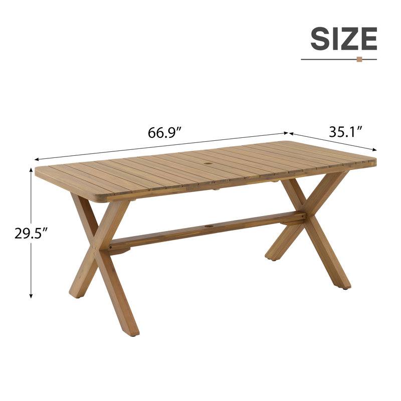 Table de salle à manger rectangulaire extérieure en bois d'acacia