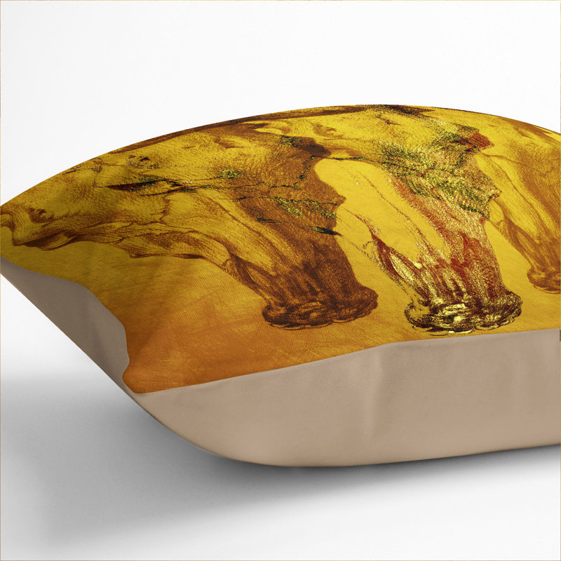 Gold Shade Of Skulls Square Throw Cushion, 55cm H x 55cm W x 20cm D, Stone