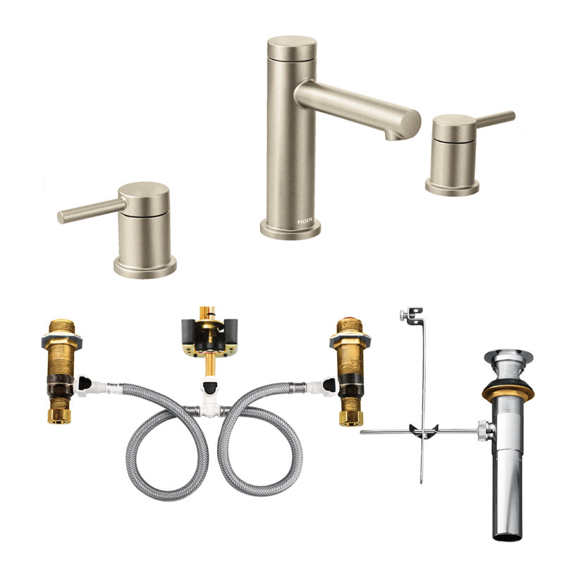 Align Widespread Bathroom Faucet with Drain Assembly, Brushed Nickel