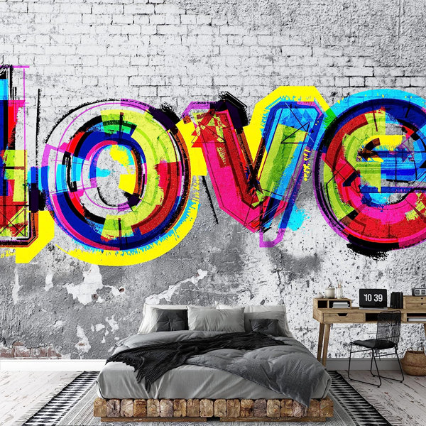 IDEA4WALL Vibrant Graffi Street Paint Peel & Stick Abstract Wall Mural