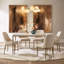  Ensemble de salle à manger 7 pièces Rivet avec table aspect marbre et chaises rembourrées en fer martelé-124609935-124609936