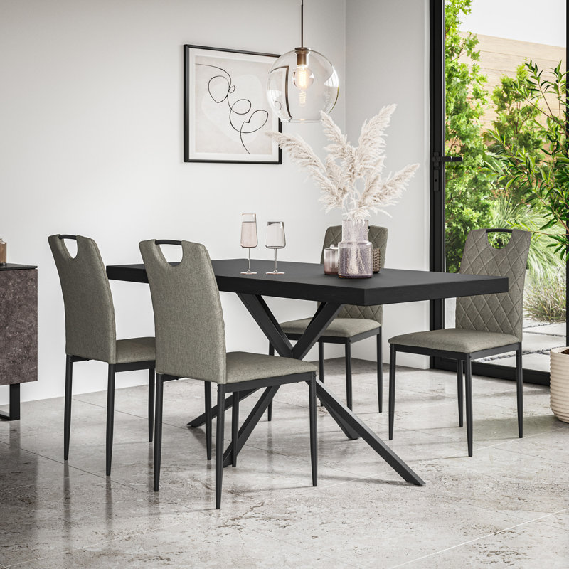 Beaudreult 4 - Person Dining Set, Black/Black/Grey
