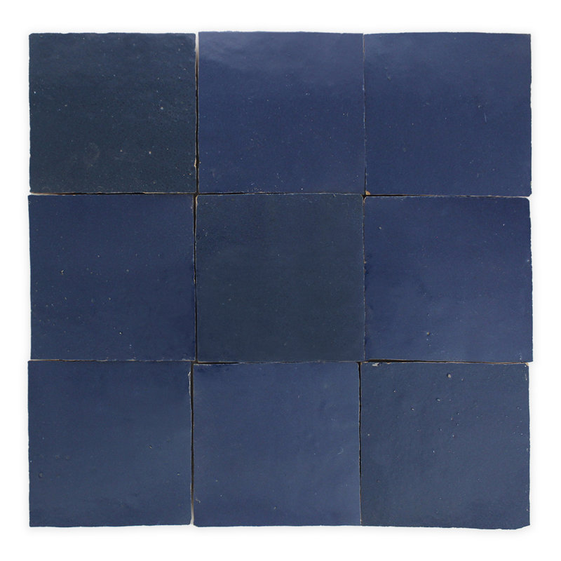 Carreau de céramique 4 po x 4 po Moroccan Zellige, Bleu Mariana