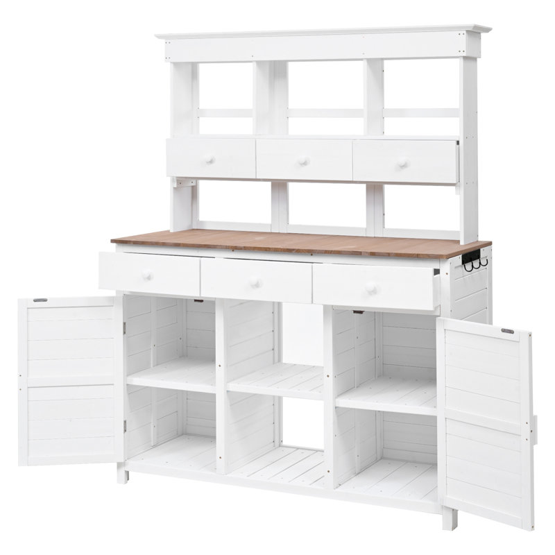 Haute table de jardin avec huche 65,7 po, White
