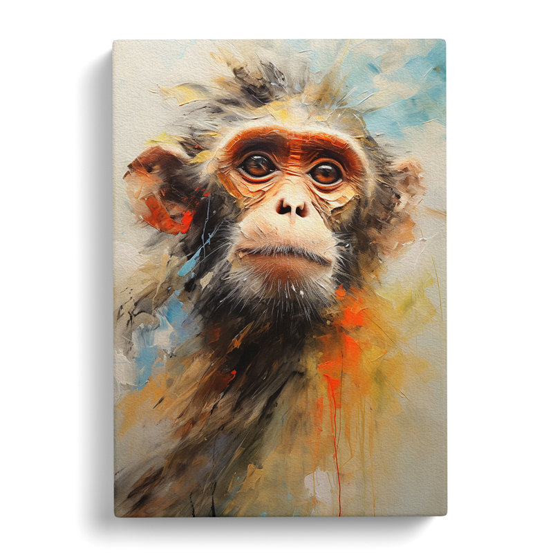 Monkey Gestural Art No.2 - Wrapped Canvas, 50cm H x 35cm W x 3cm D