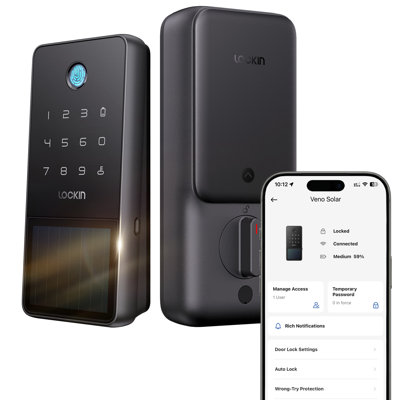 Veno Solar Fingerprint Smart Lock, Deadbolt Only, Runs on Sunlight