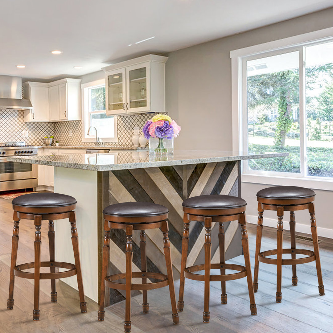 Soraya Swivel Solid Wood Counter Stool (Set of 4) Canora Grey Seat 