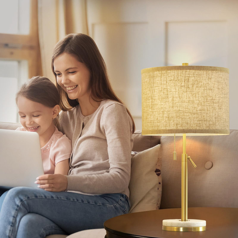 Adjustable Gold and White Marble Table Lamps Set of 2