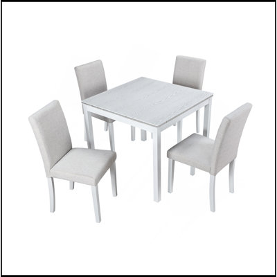 Ensemble de table de salle à manger 5 pièces en bois, ensemble de table de cuisine avec une table carrée et 4 chaises rembourrées, table de salle à manger en bois avec décoration en cristal et ensemble de chaises pour la cuisine