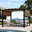 & Weather - Pergola d'extérieur - 12 x 9 pi, auvent rétractable, abri de jardin beige pour jardins avec cadre en acier, Expositions