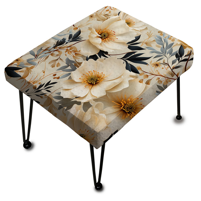 Autumn Boho Chic Poppy Blooms II - Repose-pieds rectangulaire floral