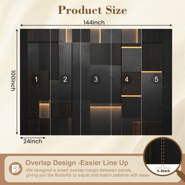 Red Barrel Studio® Peel and Stick Wallpaper Dark Geometric Wood Metal ...