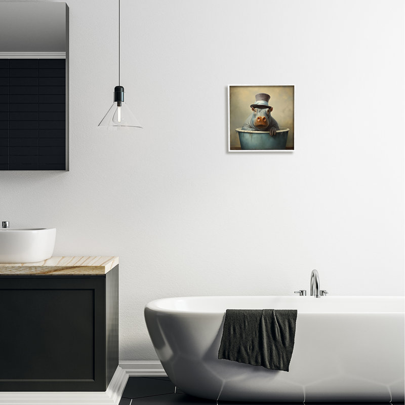 Reproduction de cadre photo sur toile Hippo Rustic Tub, H 12 po x l 12 po, Estampe numérique Farmhouse