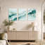 Sarcelle et or, art abstrait sur toile, ensemble de 3 toiles-1342553200
