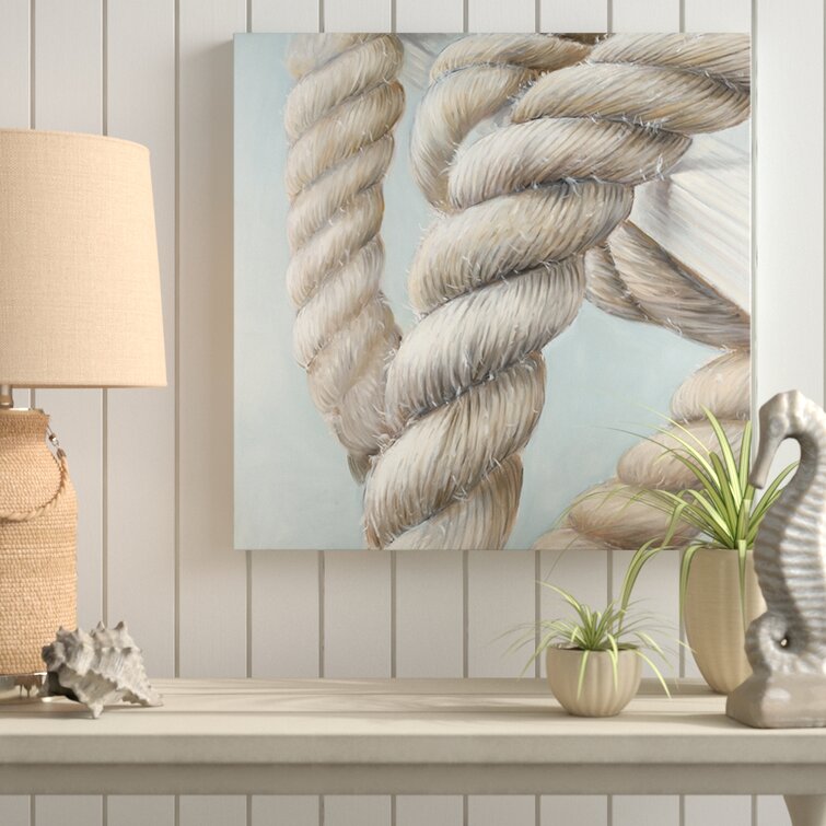Boat Rope Knot Closeup' Oil Painting Print On Wrapped Canvas Highland Dunes Size: 36 H x 36 W x 1.5 D