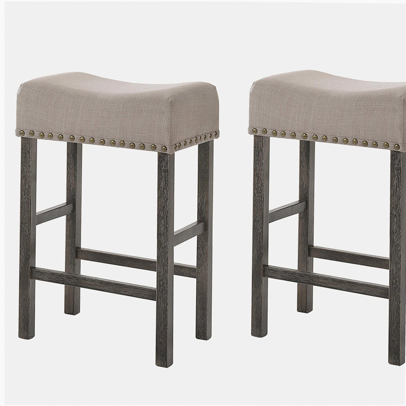 Tabourets de bar beige et gris vieilli (ensemble de 2)