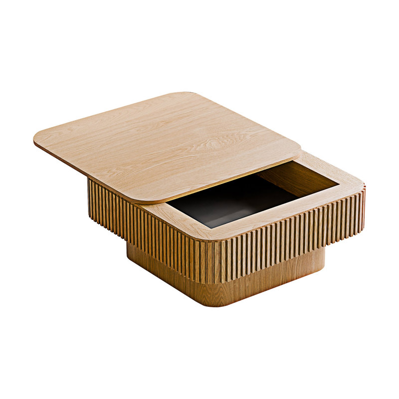 Table basse en bois avec rangement, Bois naturel