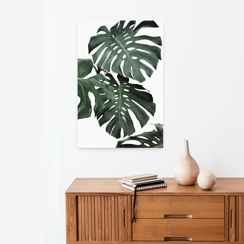 Art mural contemporain abstrait Monstera II, 24" H x 16" W