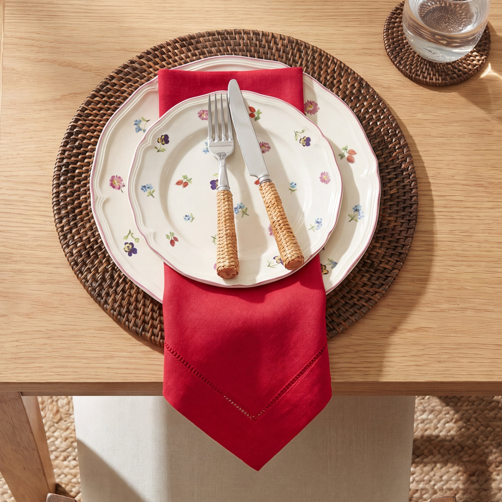 Gelder Reversible Linen Napkin, Aqua