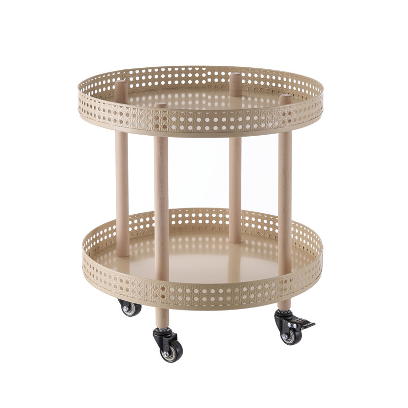 round double-layer metal cart