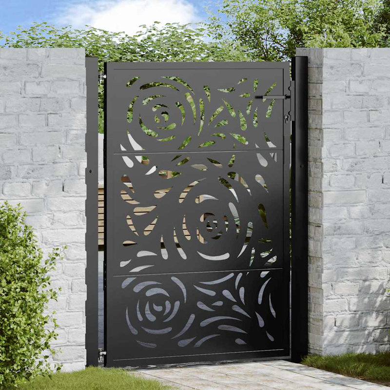  Garden Gate Steel Flame Design, 105 x 130 cm, Black