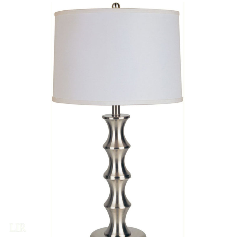 29.5" Tall Steel Table Lamp With Satin Nickel Finish, Table Lamp