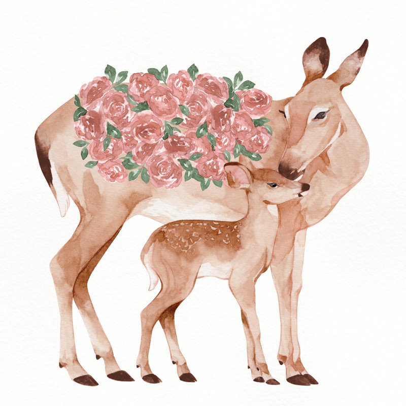 Deer Hearts - Wrapped Canvas Art Prints, 122cm H x 122cm W 
