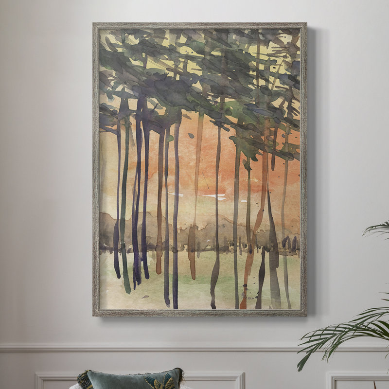 Entre les arbres II, reproduction encadrée - bois massif, H 11 po x l 9 po