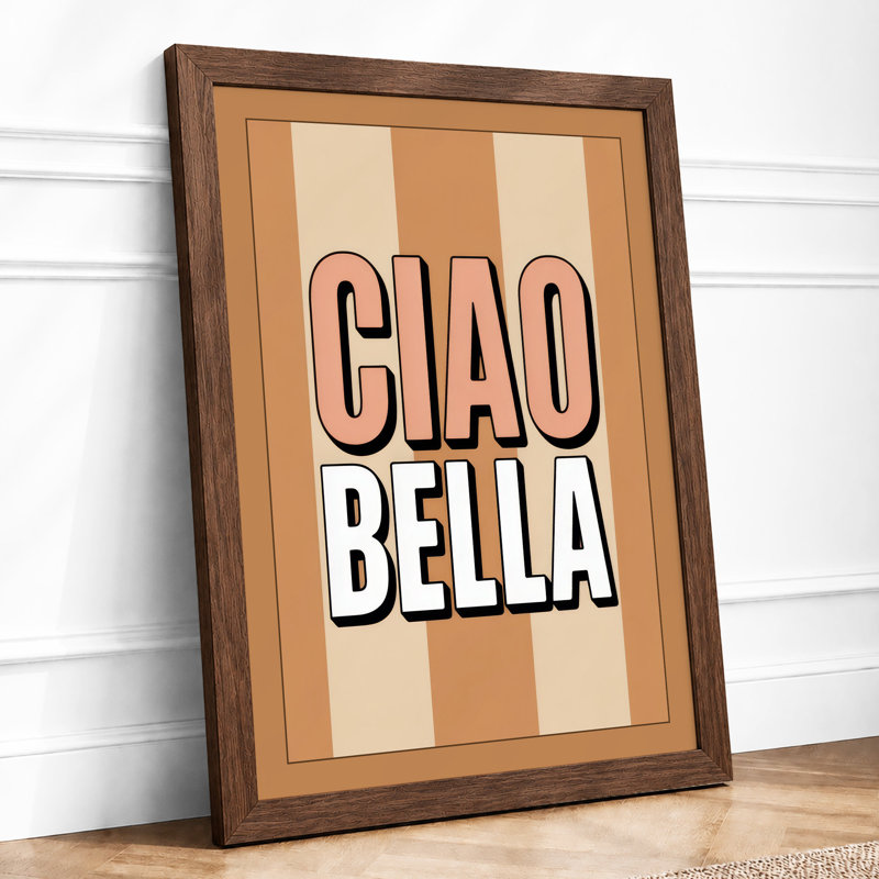 Ciao Bella Typography - Print, Walnut, A4 - 29.7 x 21.0 cm