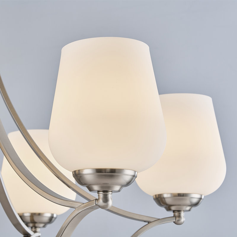 6 - Light Dimmable Classic / Traditional Chandelier, Brushed Nickel