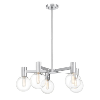 Rorem 5 - Light Shaded Modern Linear Chandelier in Chrome