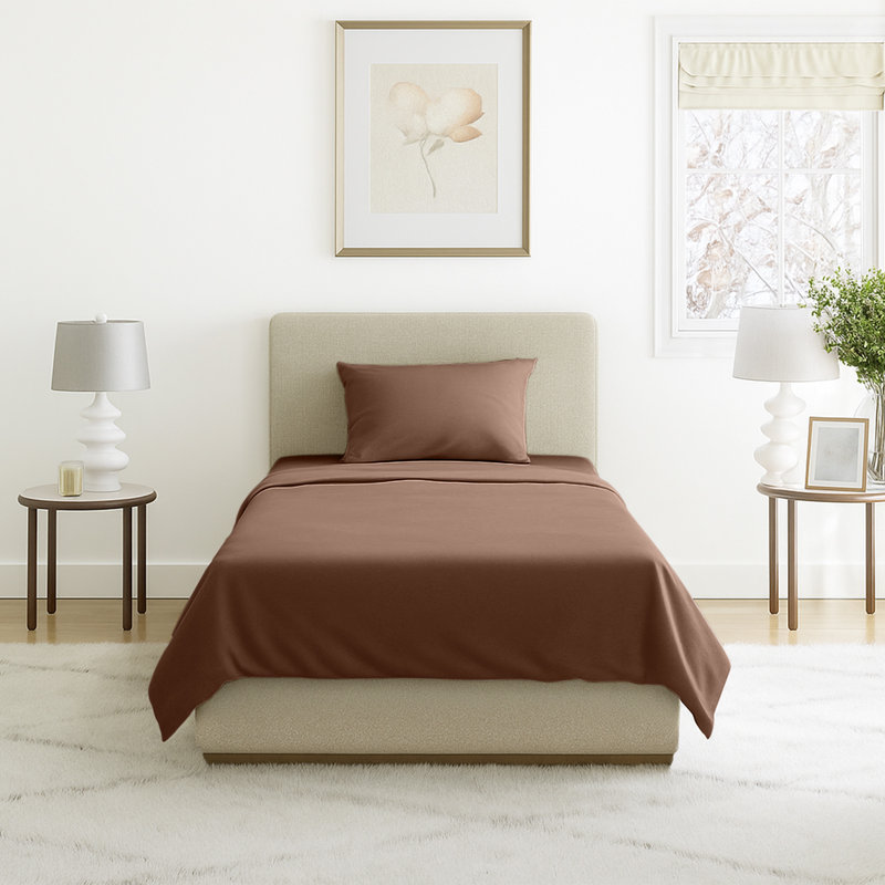 Ensemble de draps en microfibre brossée Series 1200, Ensemble de draps pour lit simple + 1 drap-housse , Chocolat