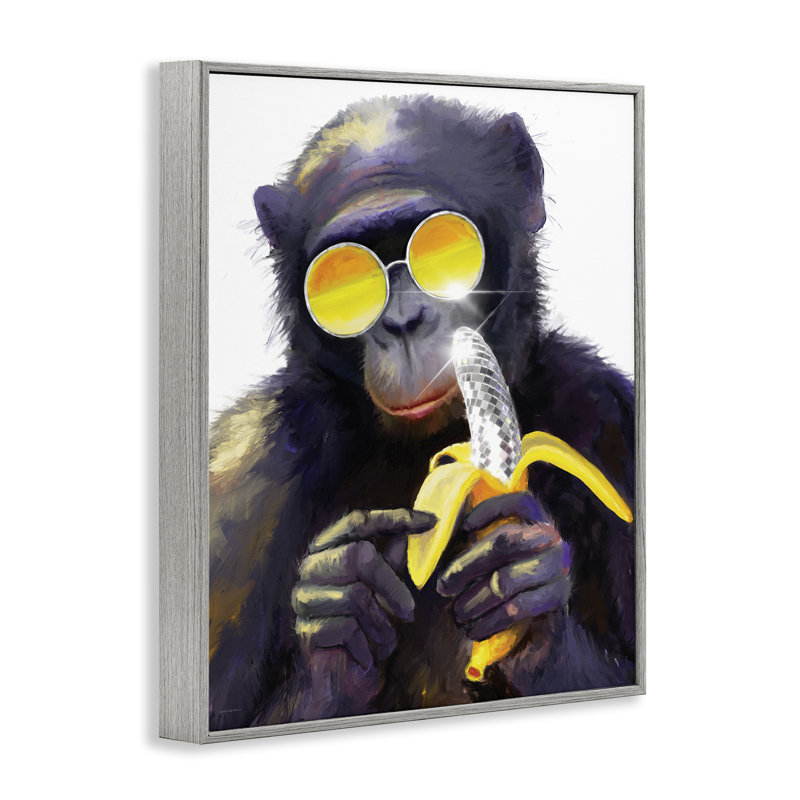 Cool singe avec disco banane, estampe numérique, design par Kamdon Kreations, H 30 po x l 24 po, Estampe numérique Farmhouse
