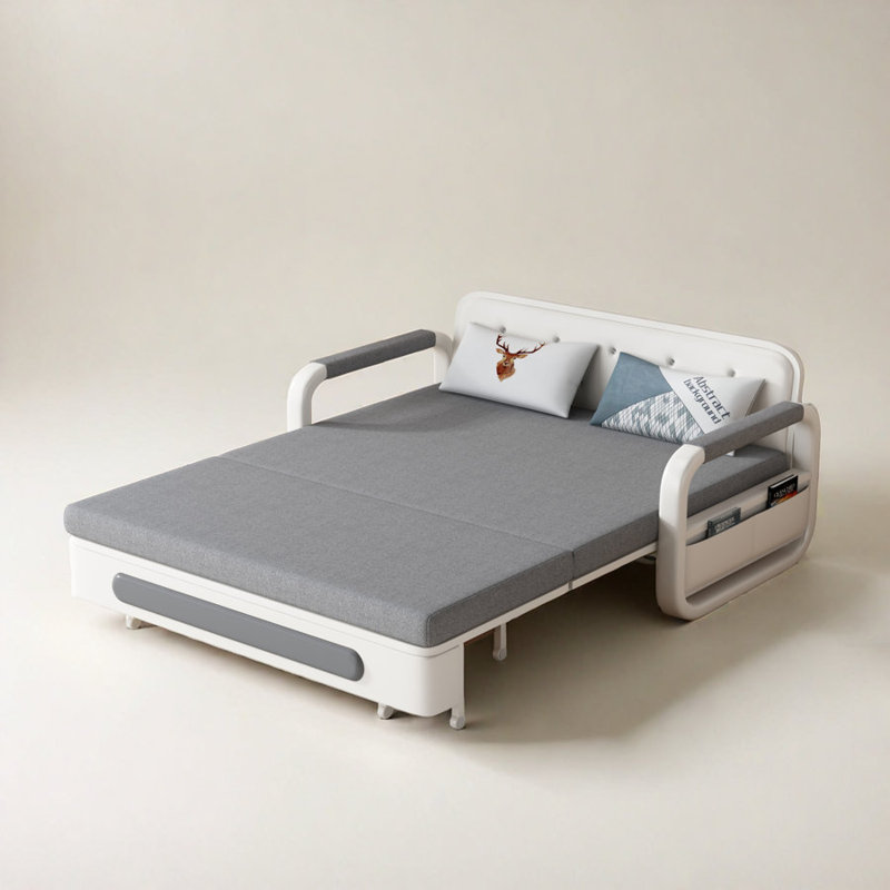 Canapé-lit convertible avec rangement, design gris moderne pour le salon ou la chambre d'amis