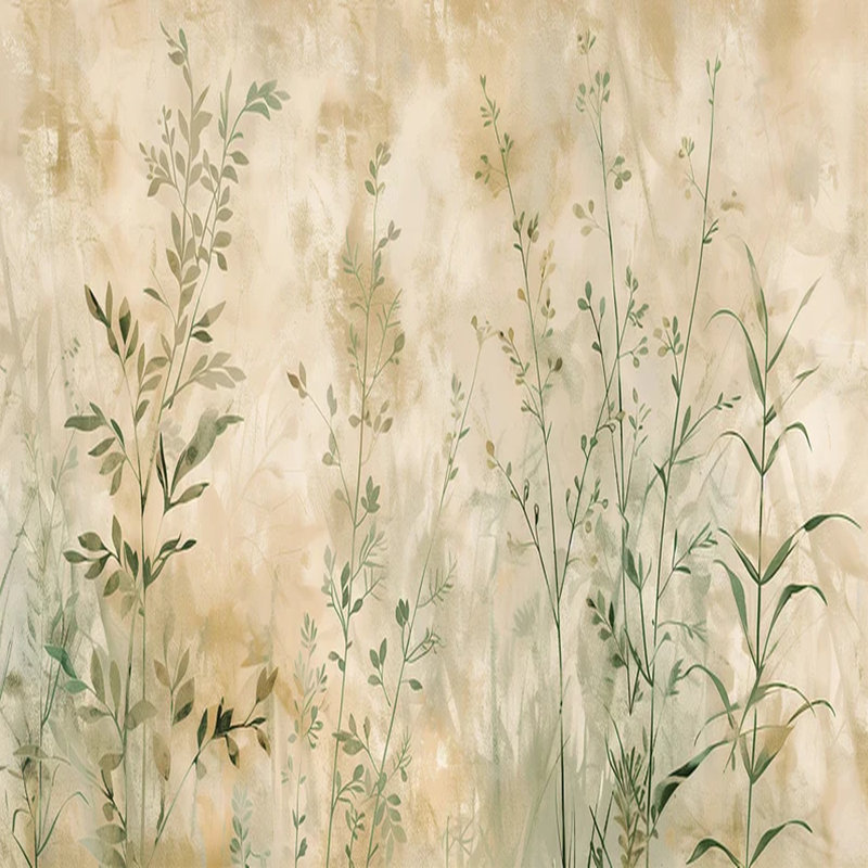 Douce brise botanique sur toile sableuse, L 108 po x l 192 po