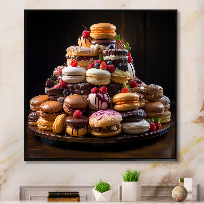 Sweet Pastries II, reproduction d'art sur toile, H 24 po x l 24 po x P 1 po, Cadre flottant noir