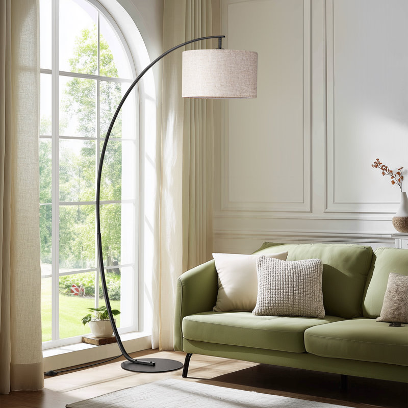 Lampe sur pied arquée 68,5 po avec télécommande et ampoule incluse, Black