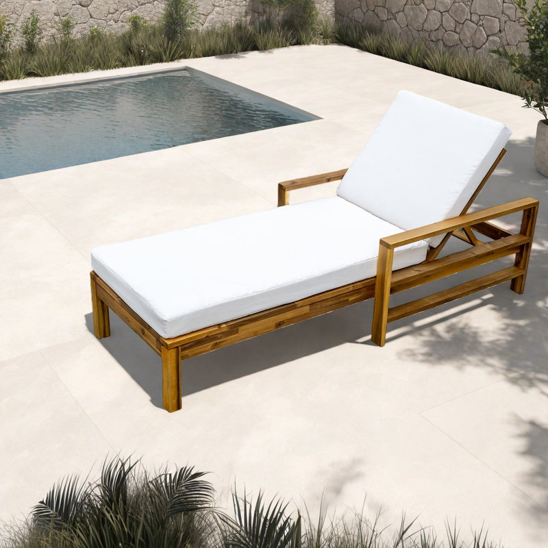 Méridiennes de patio réglables modernes en bois d'acacia pour se détendre à l'extérieur
