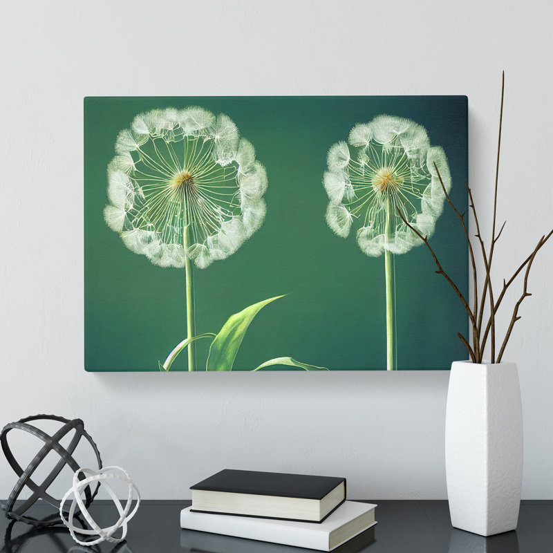 Inspiring Dandelion Flowers - Wrapped Canvas Print, 35cm H x 50cm W x 3cm D