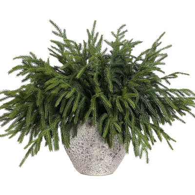 16 Pcs 18 Inch Real Touch Artificial Norfolk Pine Branches, Faux Cedar Pine Stem Fake Greenery Pine Picks For Vase DIY Garland Wreath Home Decoration