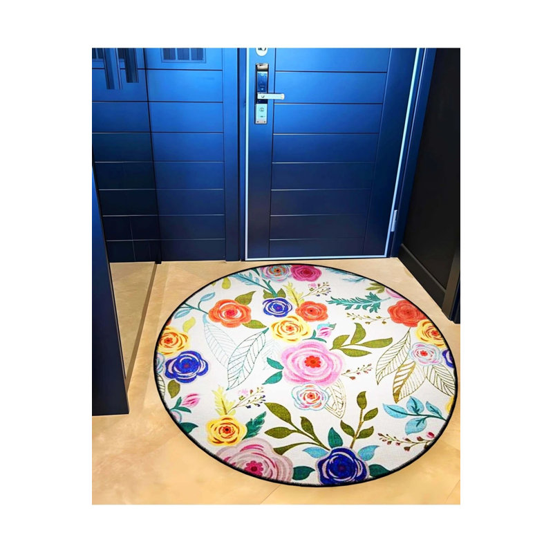 Tapis décoratif multicolore floral, Rond 4 pi