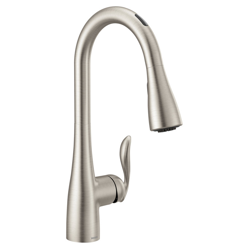 Robinet de cuisine à poignée simple Arbor, Acier inoxydable résistant aux taches