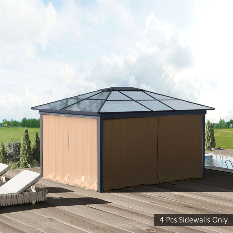 10' X 10' Universal Gazebo Sidewall Set With Panels, Hooks And C-Rings Included For Pergolas And Cabanas