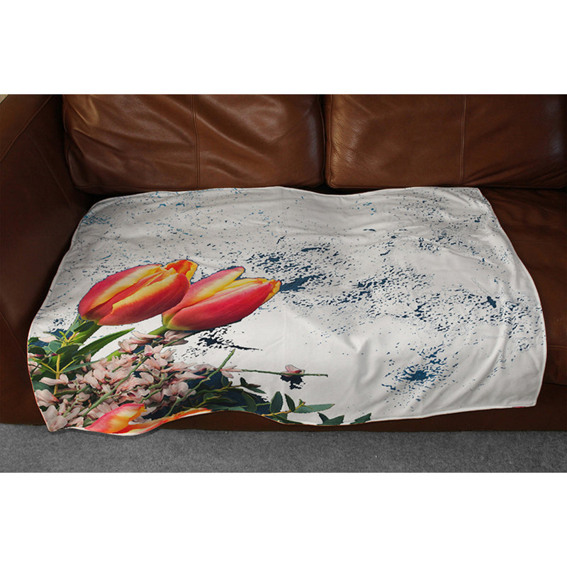 Couverture fleurs, 30 po x 40 po