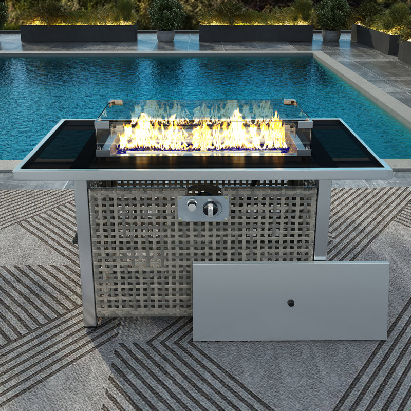 Table de foyer d'extérieur au gaz propane 60 000 BTU Nycholas, Gris