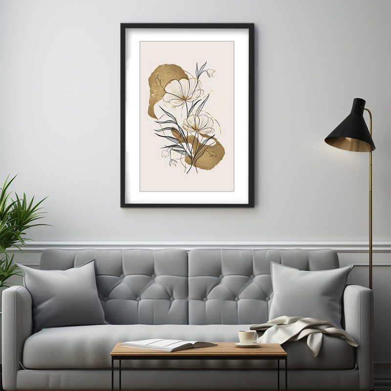 Nature Inspired Flowers And Gold, 48" H x 32" W
