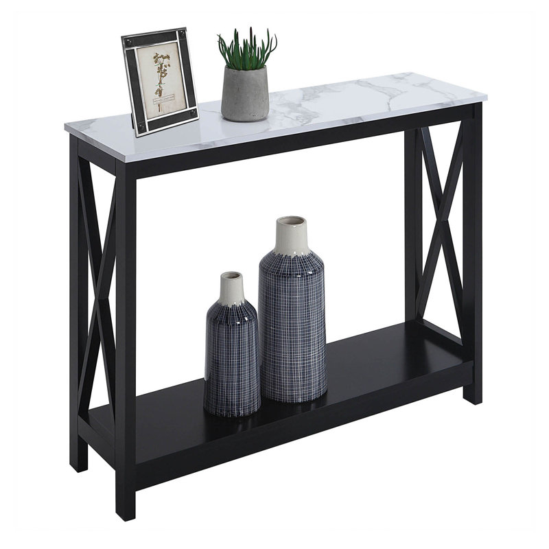 Console avec tablette Darek, Marbre blanc, H 31,5 po x l 39,5 po x P 11,75 po