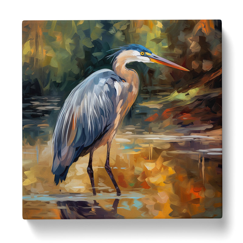 Heron Neo-Impressionism - Wrapped Canvas, 35cm H x 35cm W x 3cm D