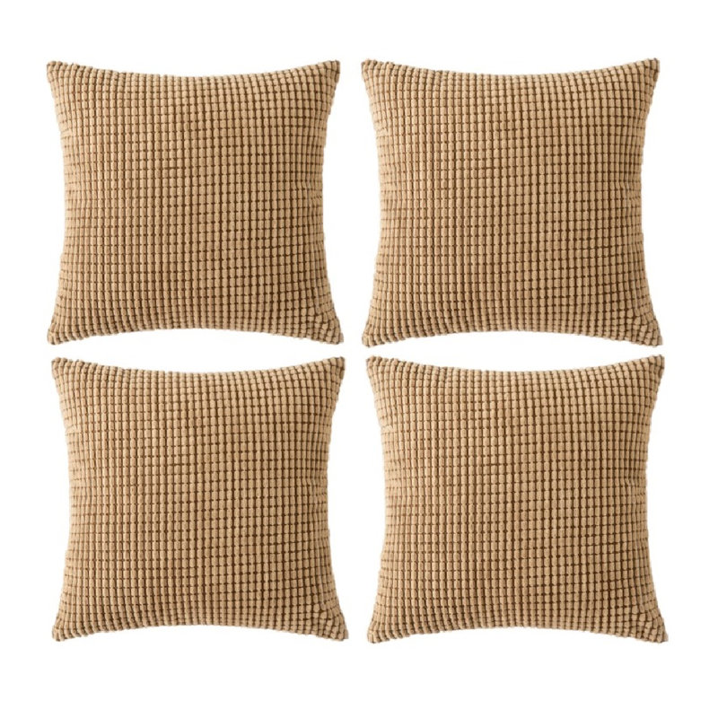 Houndstooth Cotton Blend Reversible Pillow Cover, 18" x 18", Brown